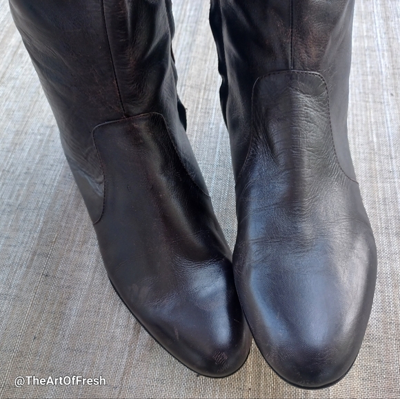 Nine West Vintage Style Kamella Brown Leather Boots - Picture 3 of 16